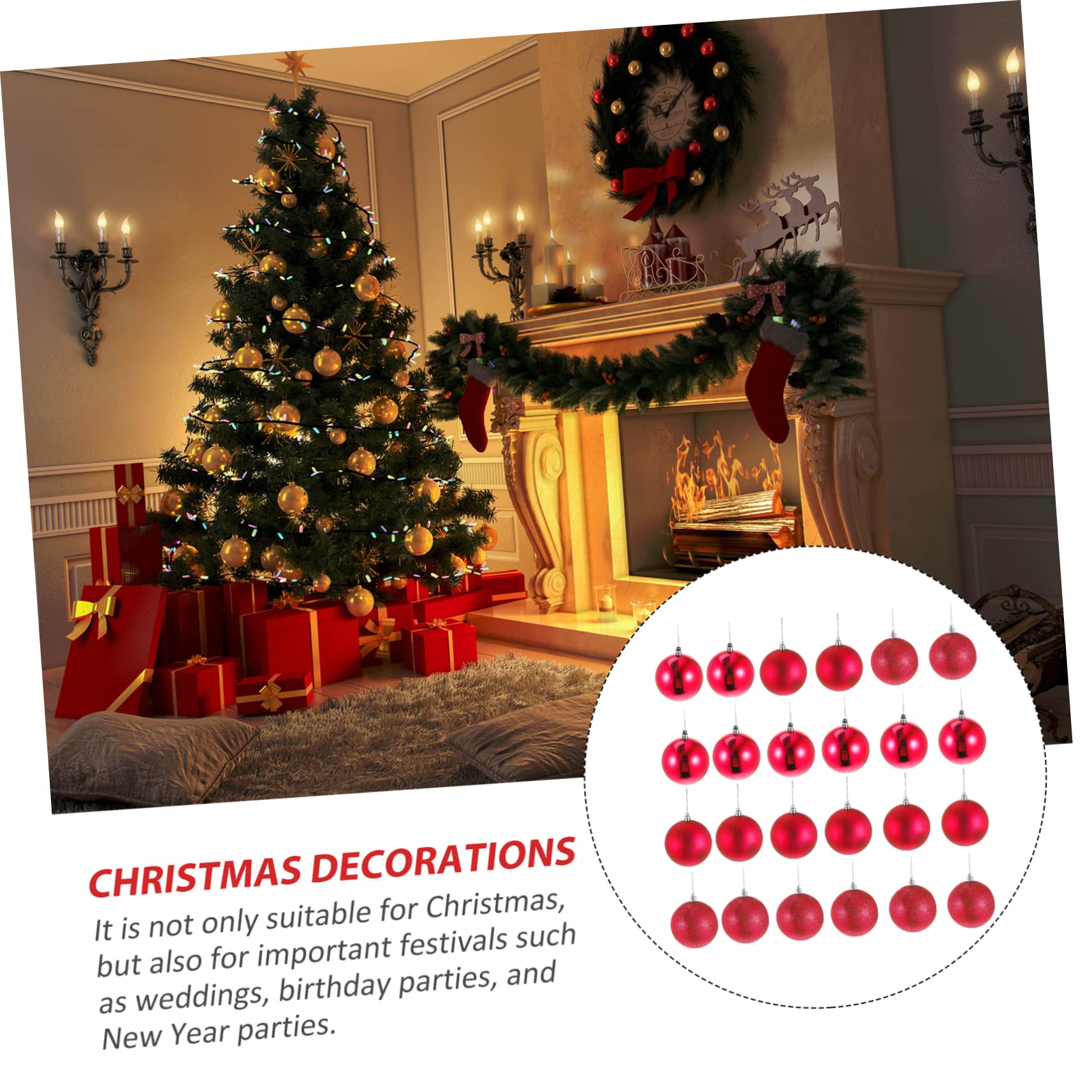 TOPBATHY 24stücke Weihnachtskugeln als Anhänger für Baum Dekorative Kugeldekoration für Party und Zuhause Hängekugeln aus Hochwertigen Materialien