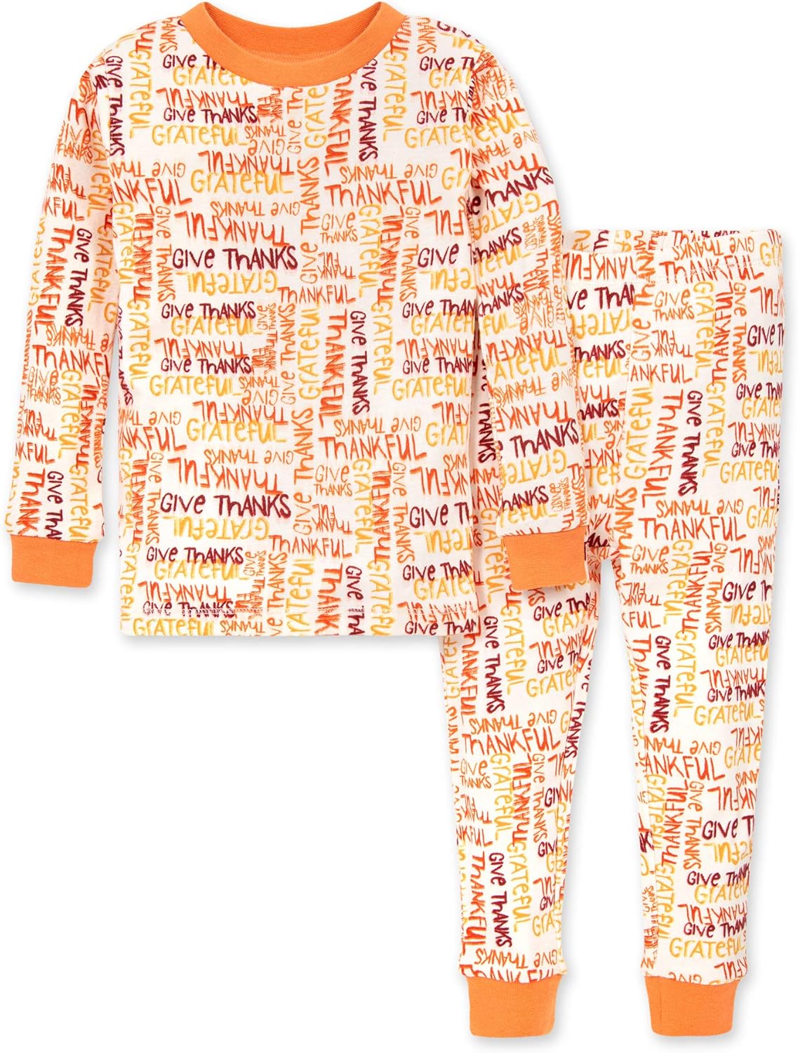 Burt's Bees Baby Baby Boys' PJ Set, Tee and Pant 2-Piece Pajamas, 100% Organic Cotton, Thankful, 18 Months