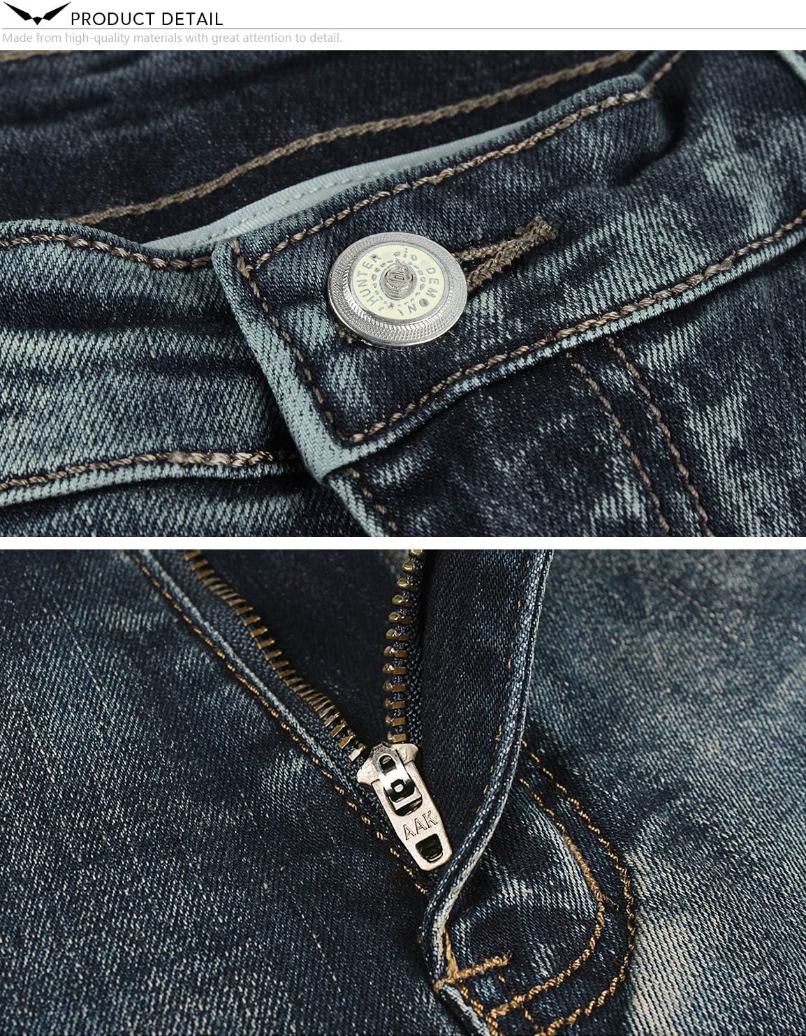 Demon&Hunter Men's Blue Skinny Fit Stretch Jeans S8L28