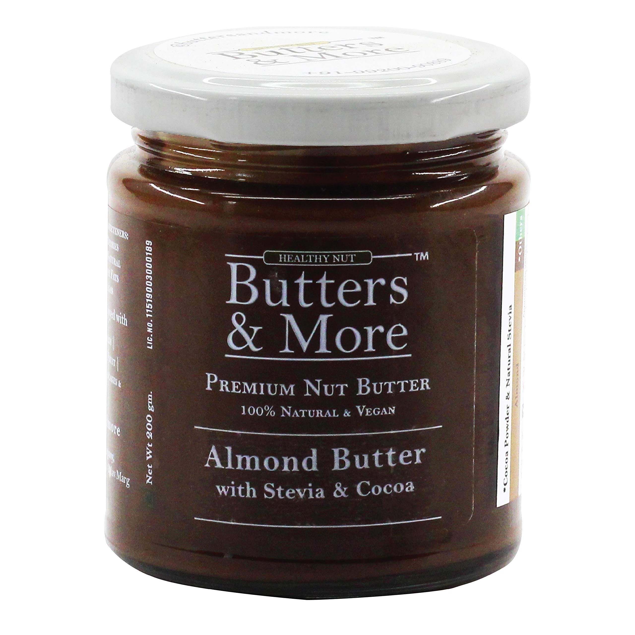 Butters & More Vegan Almond Butter with Dark Cocoa & Natural Stevia Extract (200G). Keto & Diabetic Friendly. Healthy Chocolate Spread. (B086433LWF) Amazon Price History, Amazon Price Tracker