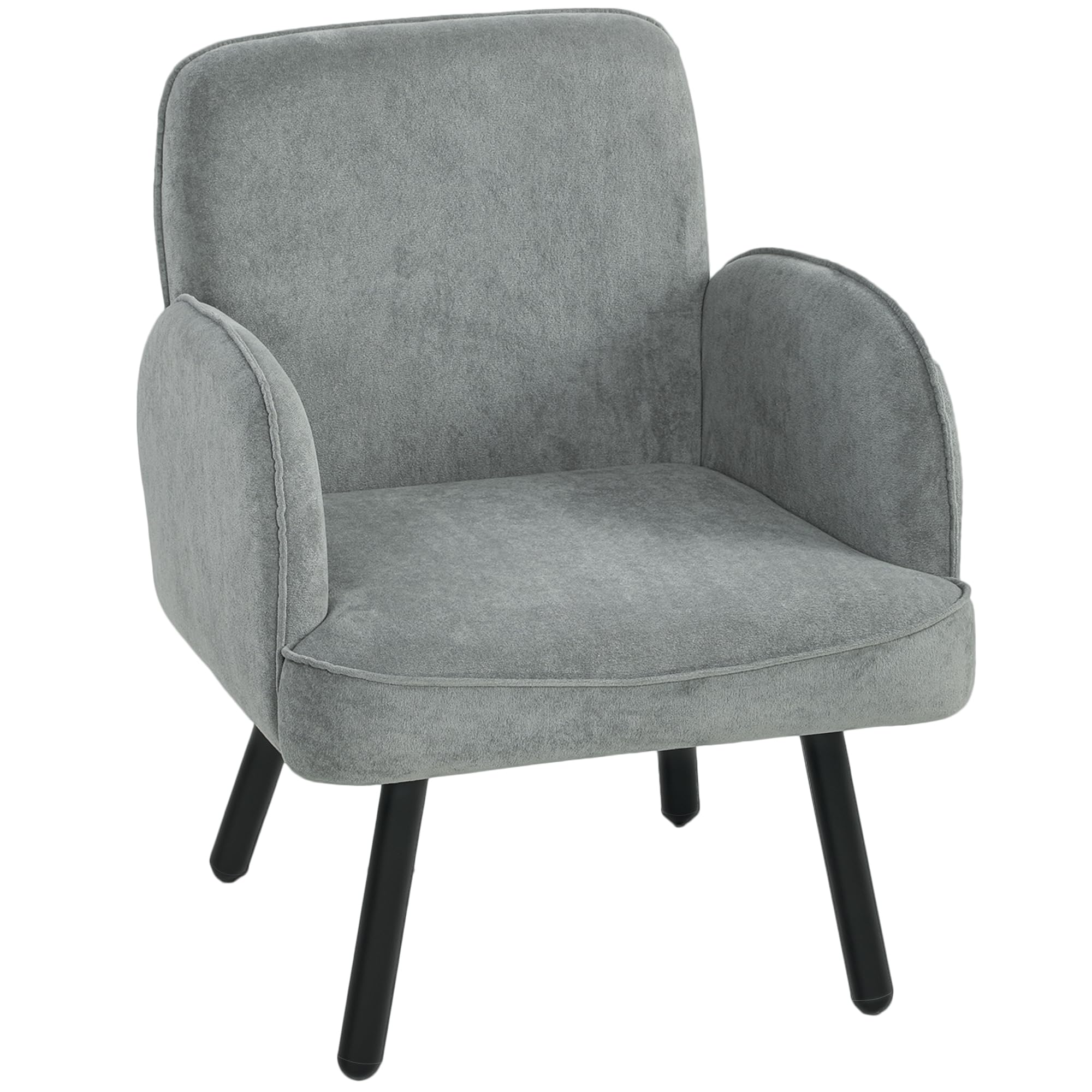 HOMCOM Modern Lounge Chair Velvet Upholstered Adjustable Feet Grey