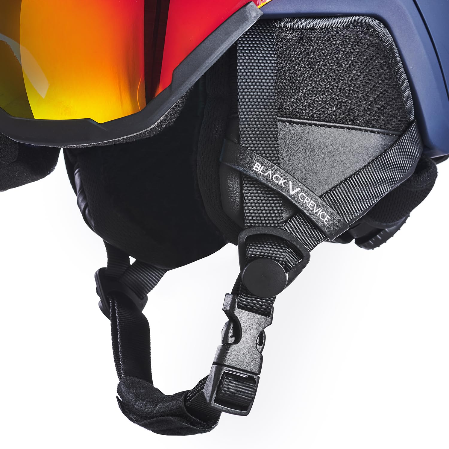 BLACK CREVICE Davos Kask narciarski z wizjerem, regulowany kask narciarski dla mężczyzn i kobiet, kask narciarski z uchwytem na latarkę czołową/okulary, kask narciarski i snowboardowy z pokrowcem