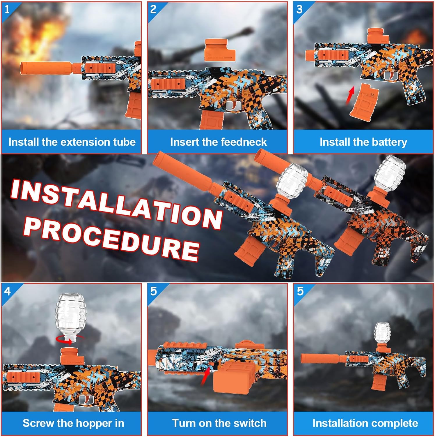 2 Pack Gel Ball Blaster Automatic Electric Splatter Ball Toy 10 Rounds Per Seconds with Rechargeable Batteries, Line, Goggles and Target - Outdoor Activities Team Game Toy Age 14+