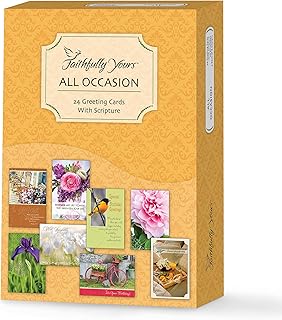 Faithfully Yours Designer Greetings Assorted Cards, All Occasion with Biblical Scripture (Box of 24 Greeting Cards with Envelopes) – Birthday, Sympathy, Friendship, Blank, Encouragement, Get Well…
