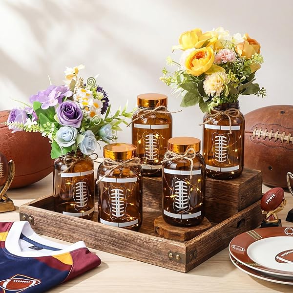 Glowing Football Mason Jar Centerpieces
