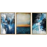 SIGNWIN Framed Canvas Print Wall Art Abstract Industrial Paint Strokes & Sunset Horizon Nature Shapes Illustrations Modern Art Rustic Colorful for Living Room, Bedroom, Office - 16