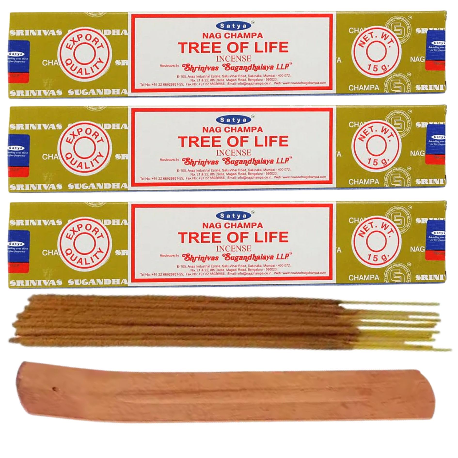 Fenny's Creations Satya Tree Of Life Incense Sticks Pack Of 3 X 15G With Free Holder Agarbatti For Home, Outdoor, Aromatherapy, Spa, Yoga, Meditation, Healing