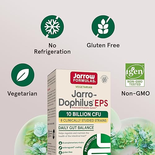 Miniatura 5 de Jarrow Formulas Jarro-Dophilus EPS Probióticos 10 mil millones de UFC, suplemento dietético para apoyo del tracto intestinal, suplementos de salud