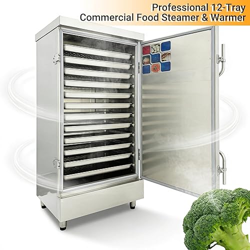 Miniatura 2 de EQCOTWEA Gabinete de vapor comercial Calentador de vapor de acero inoxidable 12 capas Cocina de vapor de mariscos Horno de vapor Calefacción y vapor