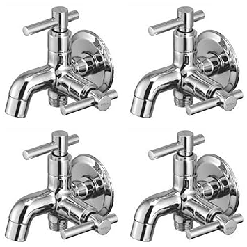 Joyway Tarim 2 in 1 Bib Cock Brass, Bathroom Tap, Quarter Turn, Foam Flow (Pack of 4 Pieces)