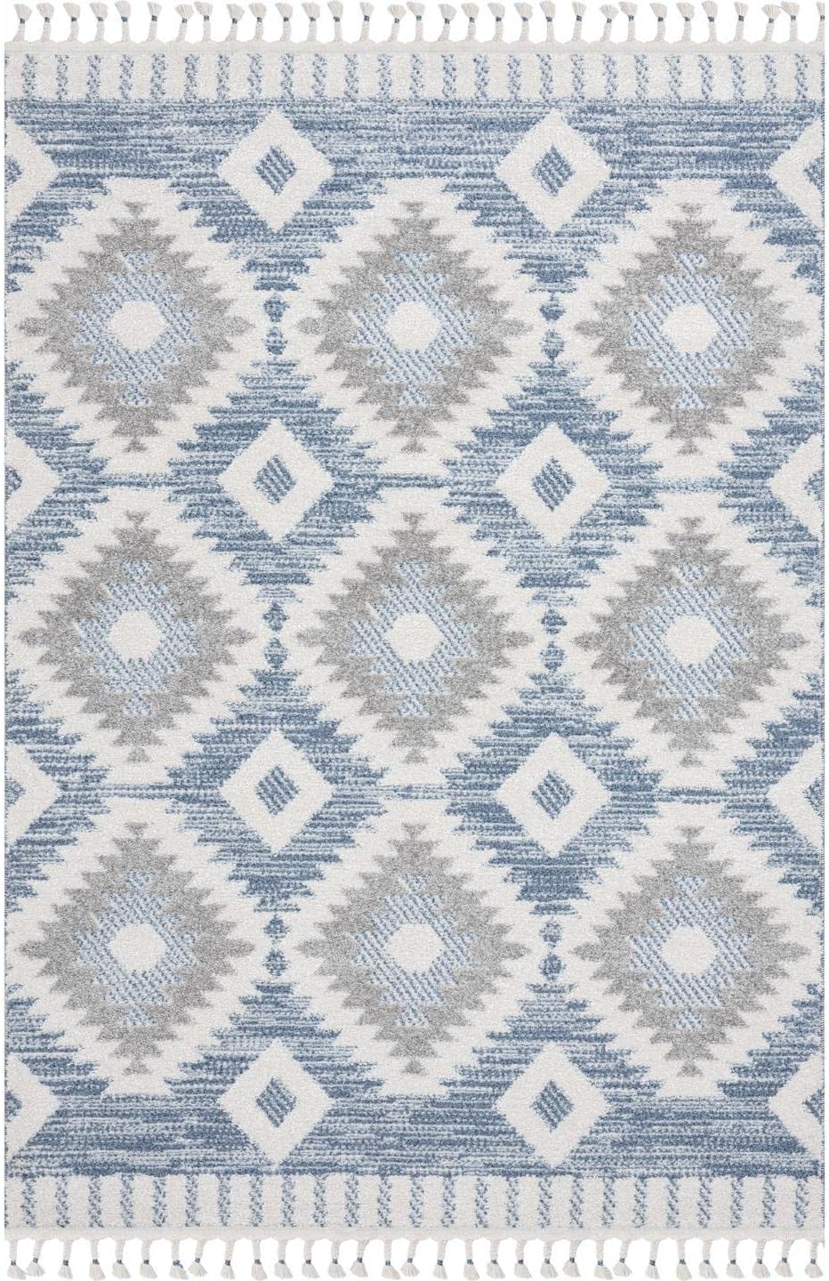 LUXE WEAVERS Ibiza Collection 7898 Blue 5x7 Moroccan Area Rug