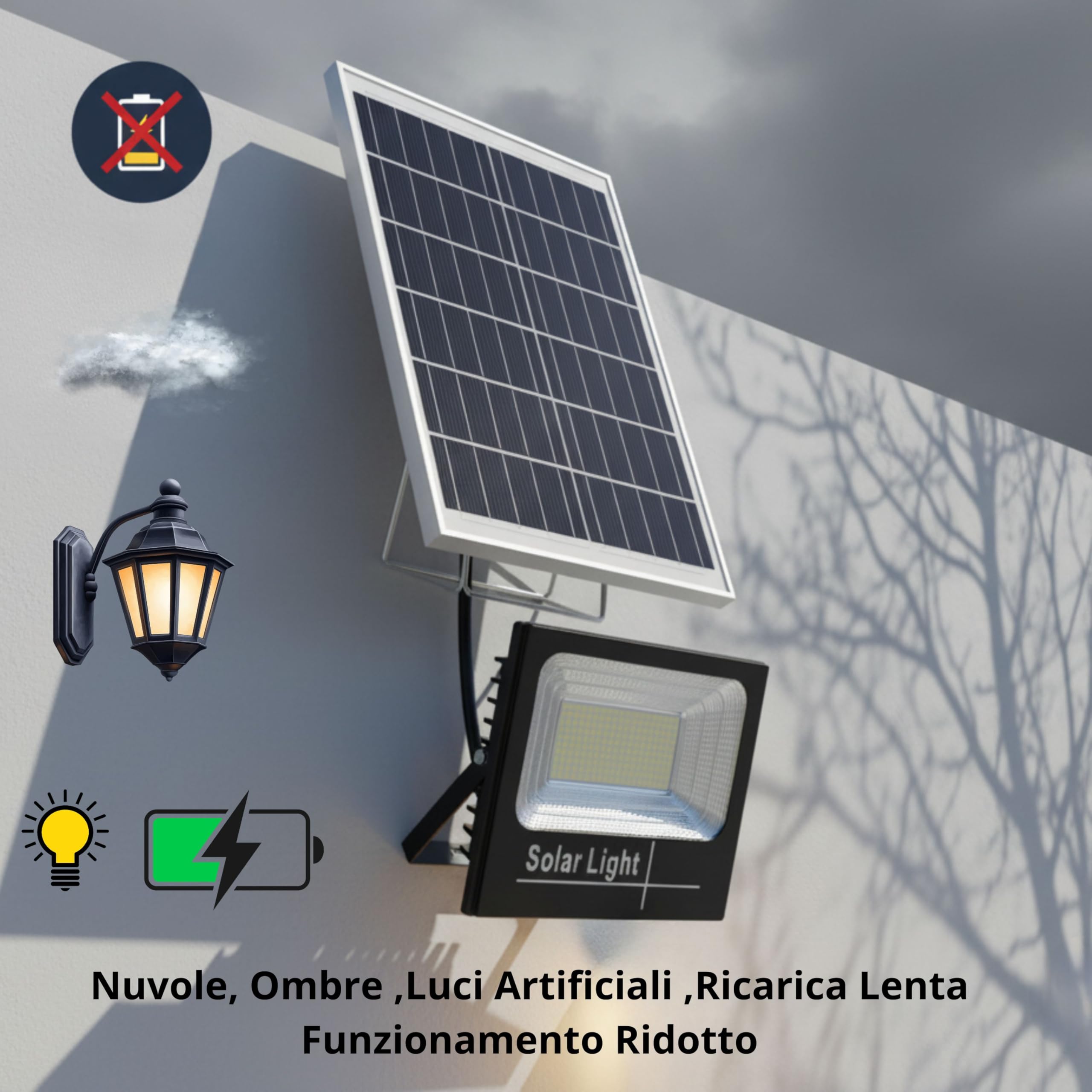 YASTA 3 Pezzi Faro LED 200W con Pannello Solare da Esterno, Luce LED Crepuscolare con Telecomando, Impermeabile IP65, Luce Fredda 6500K, Cavo 4M, per Casa Giardino Viale Garage Cortile