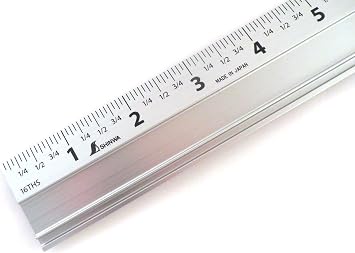 Shinwa 12" Extruded Aluminum Cutting Rule Ruler Gauge with Non slip rubber Backing 33279