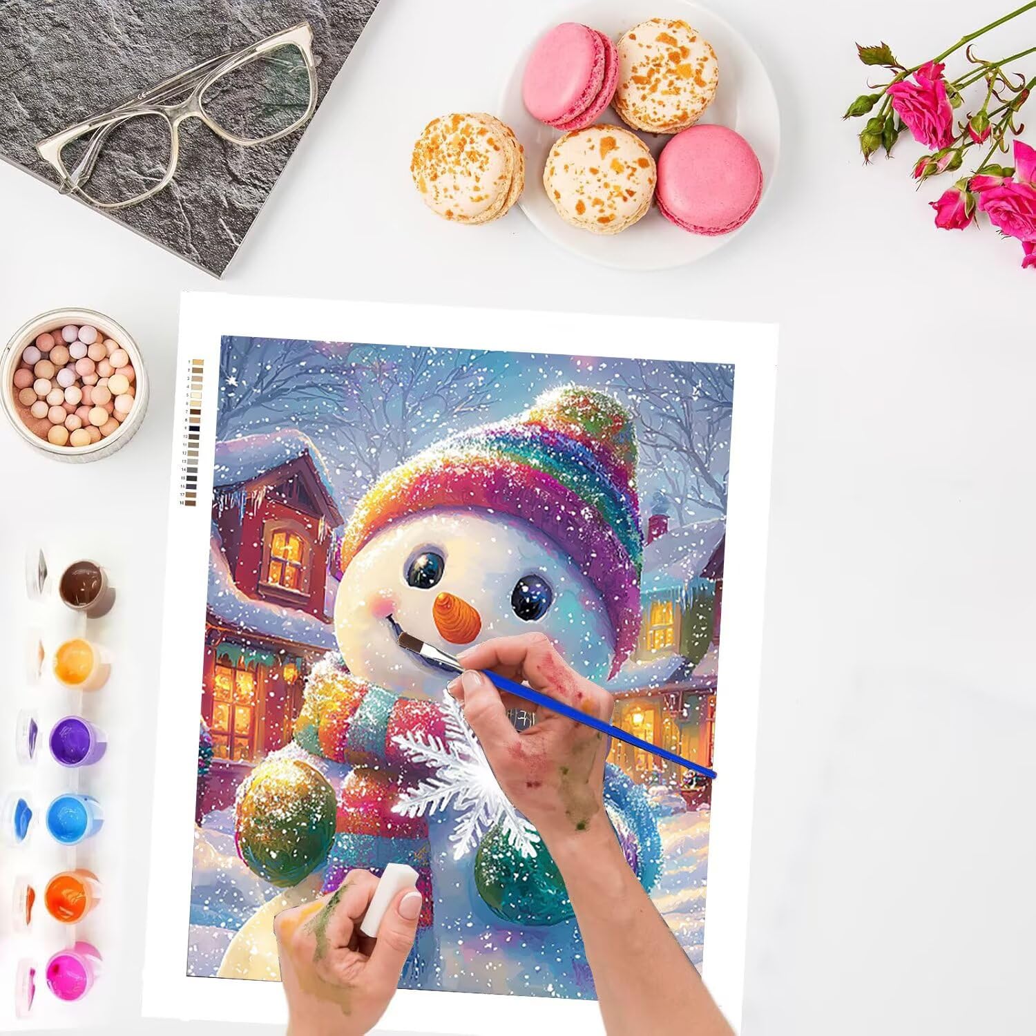 WEISHIWE Muñeco de nieve Pintar por Numeros Adultos, 60x80cm w-1033