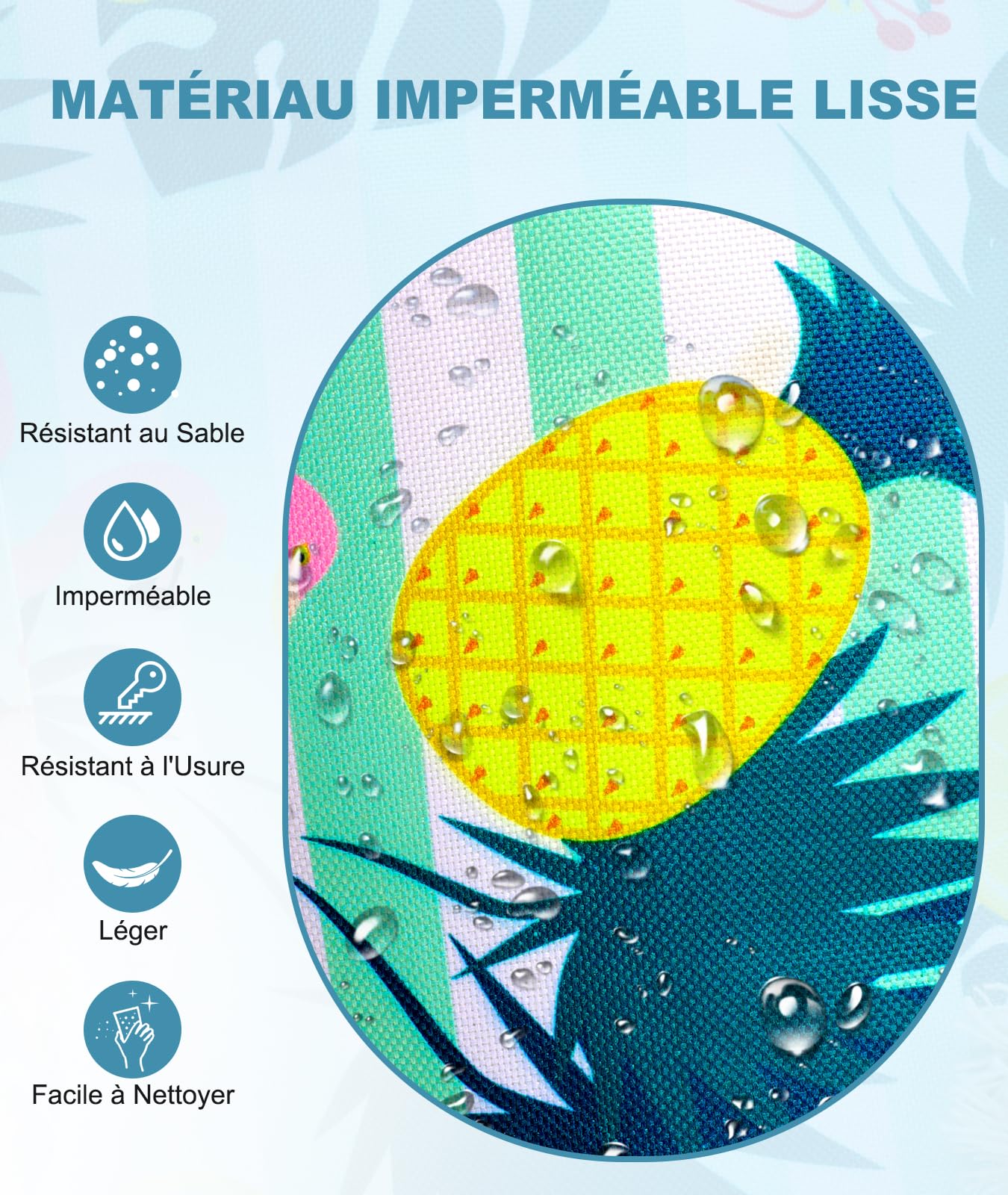 ISEYOU Grand Sac de Plage XXL Imperméable avec Fermeture Éclair, Sac Plage Pliable et Léger, Sacs de Plage Femmes Multi-Poches de Grande Capacité, Parfait pour Piscine, Shopping, Voyage, Vacances, Gym