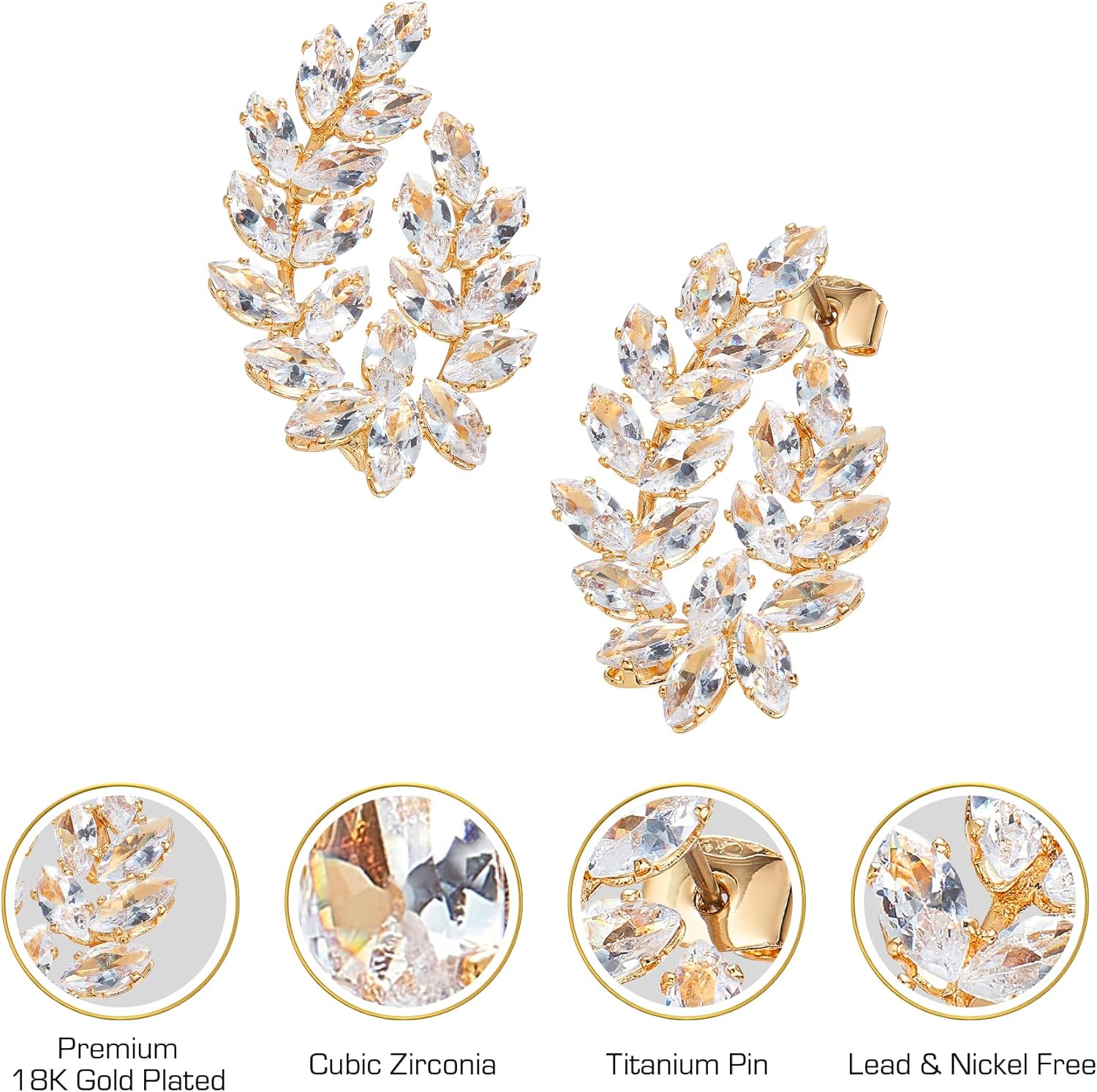 RED By Kiss Premium 18K Gold Plated CZ Drop Earrings, Hypoallergenic Titanium Comfort Post, Luxury Cubic Zirconia Diamond Earring Dangle, Lead & Nickel Free, Made in Korea - Image 5