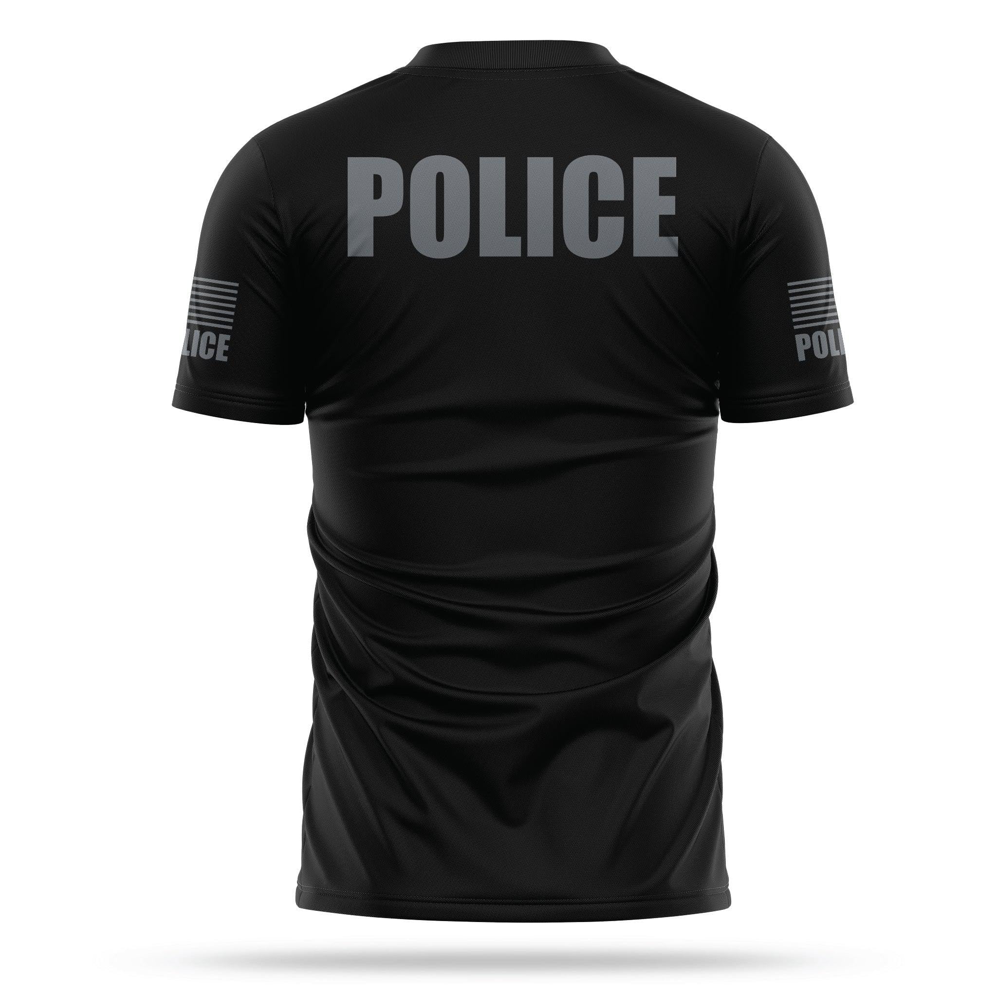 13FA Police Utility T Shirt for Men | USA Patriotic Lightweight Tee | Micro Polyester, Moisture-Wicking Quick-Dry Comfort (US, Alpha, Large, Regular, Regular, Black & Gray)