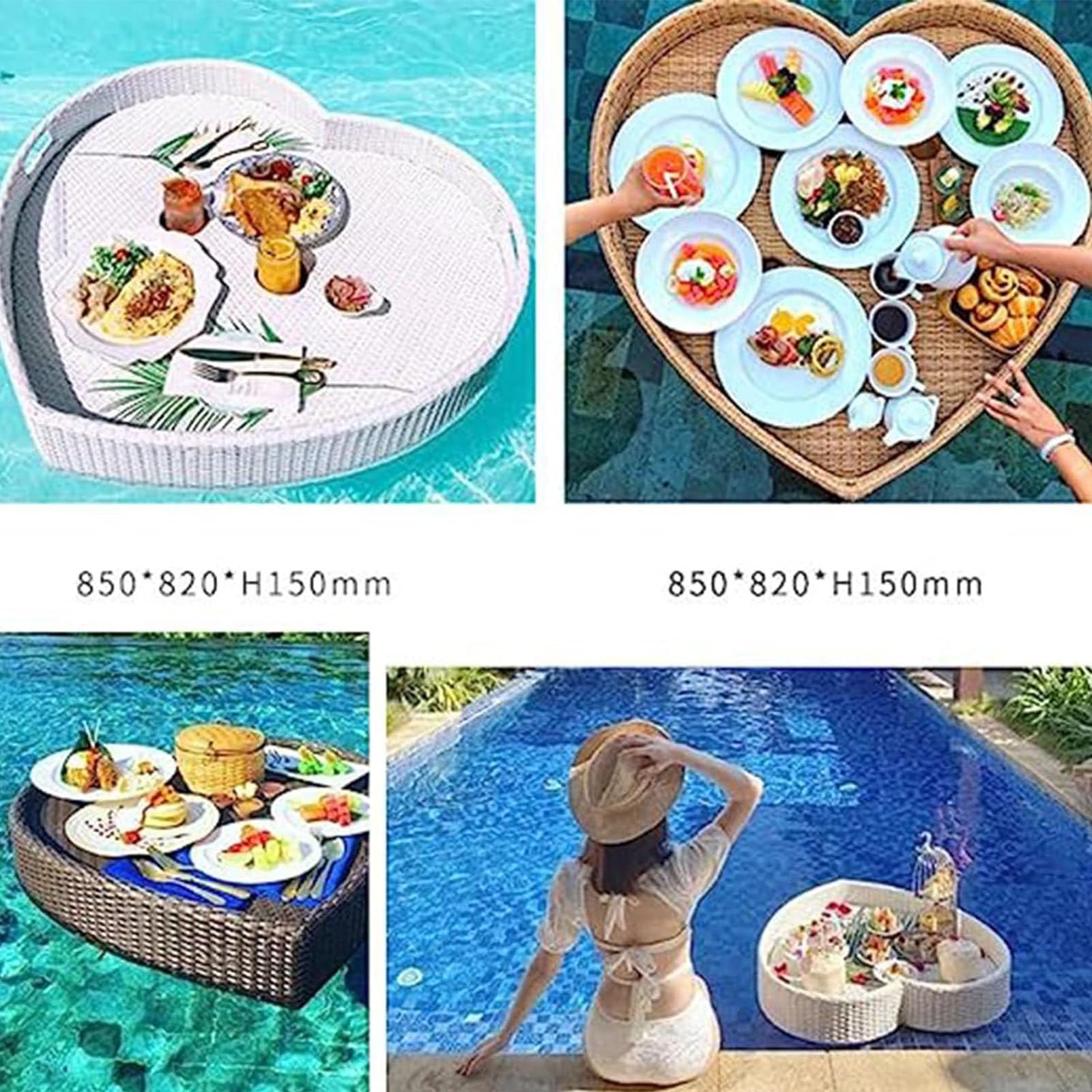 EsEntL Bandeja Flotante Bandeja para Servir de ratán,Bandeja Decorativa de ratán para Mesa de Centro,Bandeja de café Boho para Servir Alimentos,Bandeja de Mimbre Tejida a Mano,Bandeja de Cesta redo