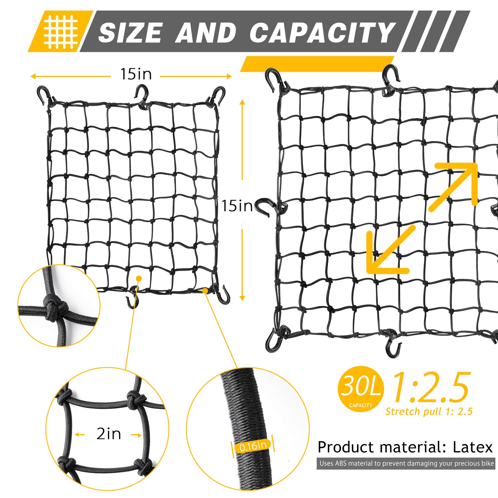 VEVOR 3.5'x 4.1' Cargo Net With S-Hooks, Truck Bed Cargo Net Heavy Duty - View #2