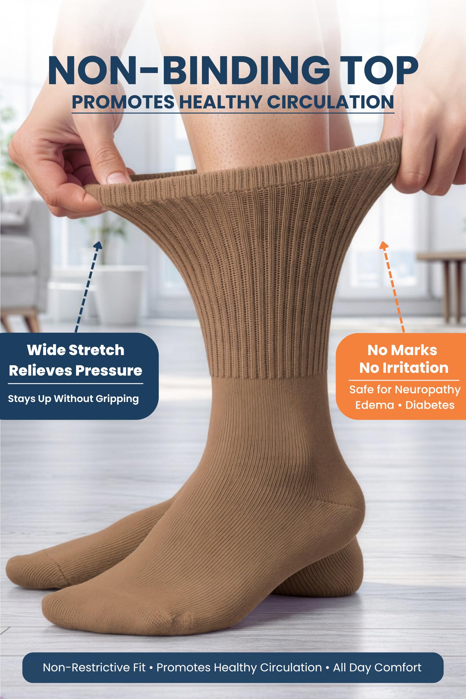 Special Essentials 12 pares de calcetines de algodón para diabéticos, sin ataduras, comodidad y apoyo para hombres y mujeres