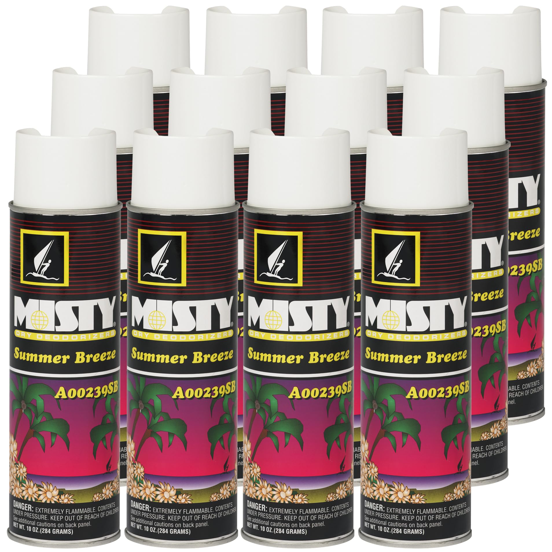 Misty Air Freshening Deodorizing Spray - Summer Breeze - 10 oz (Case of 12) 1001868 - Premium Odor Neutralizer for Smoke, Organic Decay, and Other
