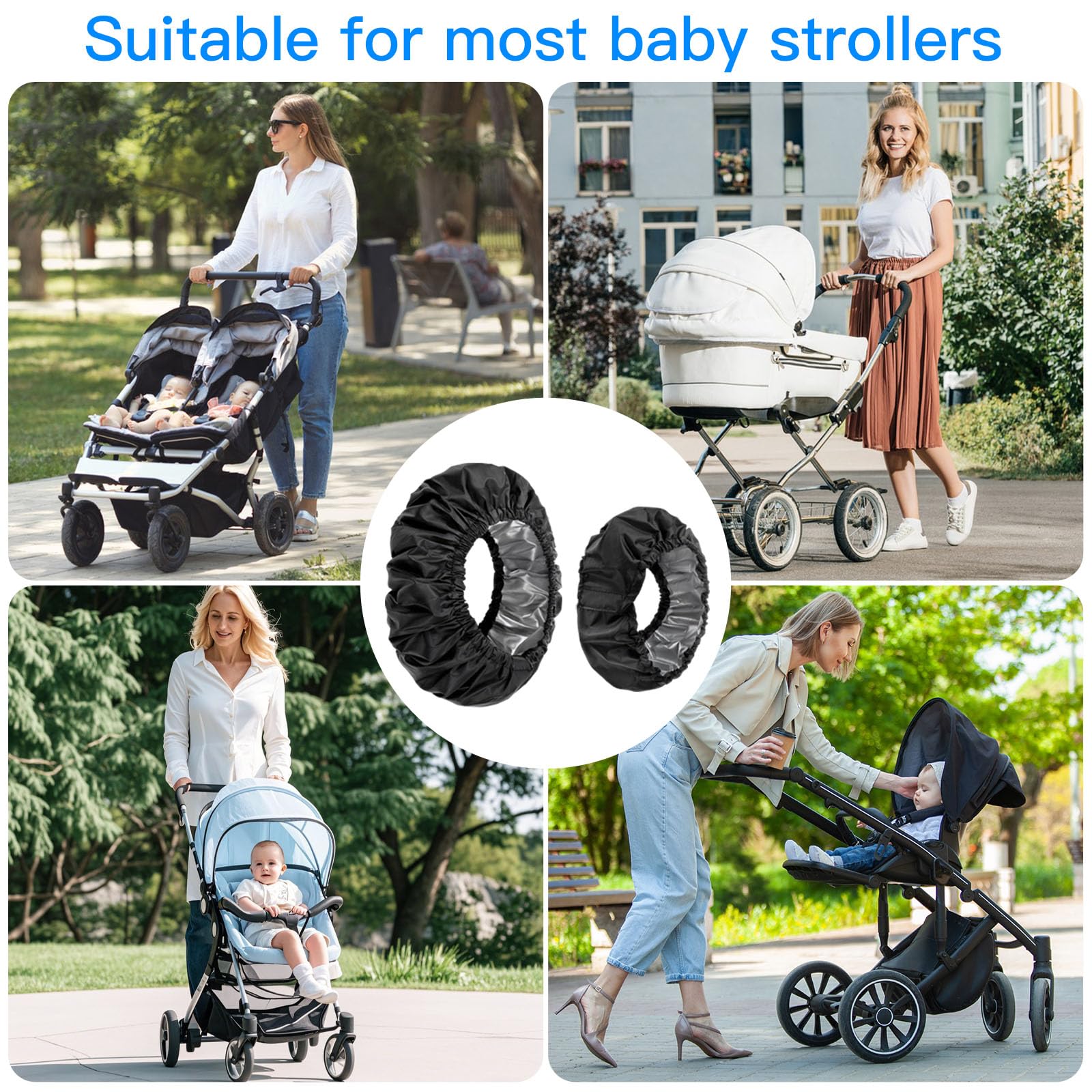 4 coprivolanti per passeggino, antipolvere, accessori per passeggino (nero)