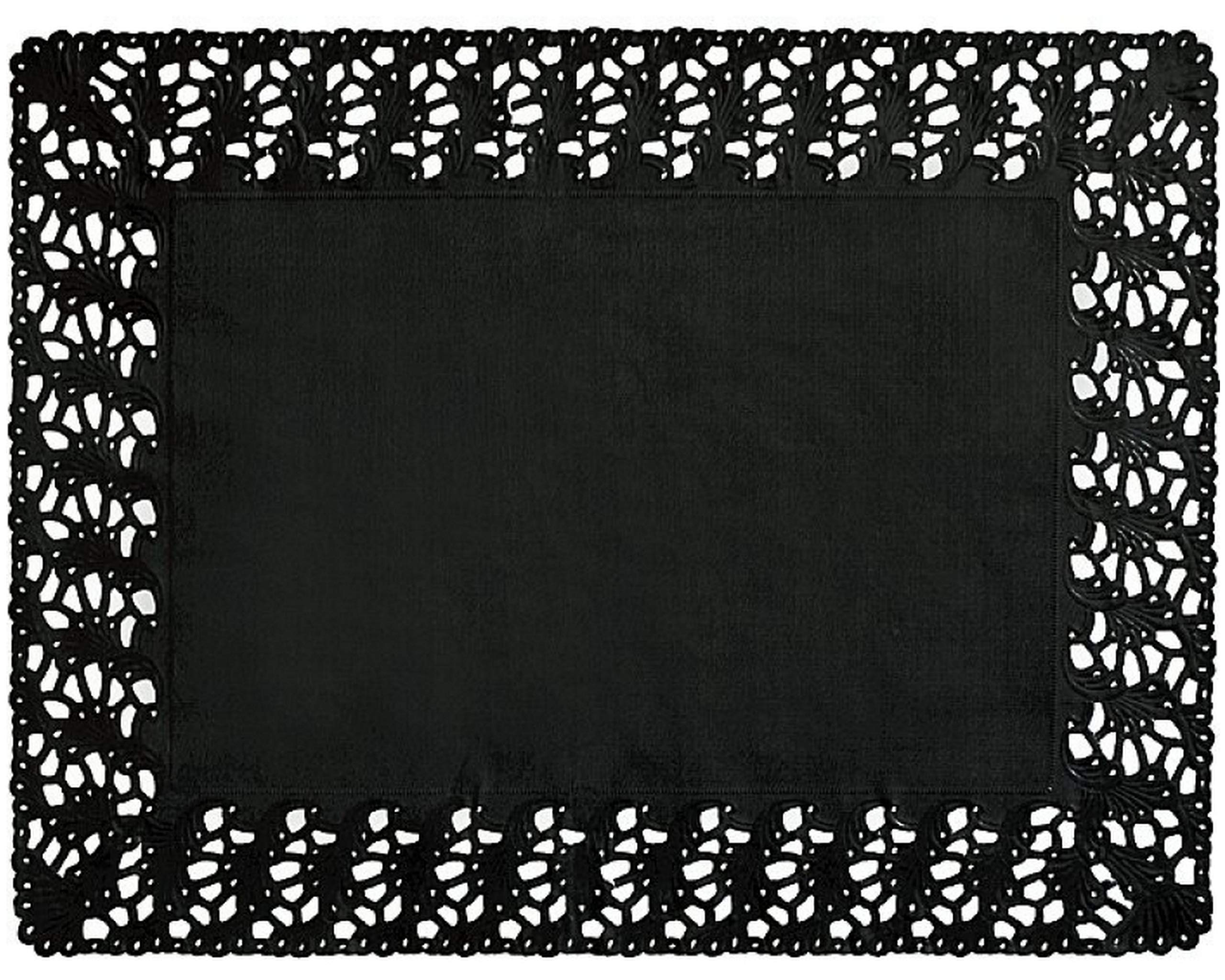 Duni 240 Stück Tortenspitzen 30 x 40 cm eckig Tortenpapier Plattenpapier Spitzendeckchen Schwarz Teller Untersetzer Papiermatten Tischsets Kuchen Verpackung für Hochzeiten Geburtstagsfeier