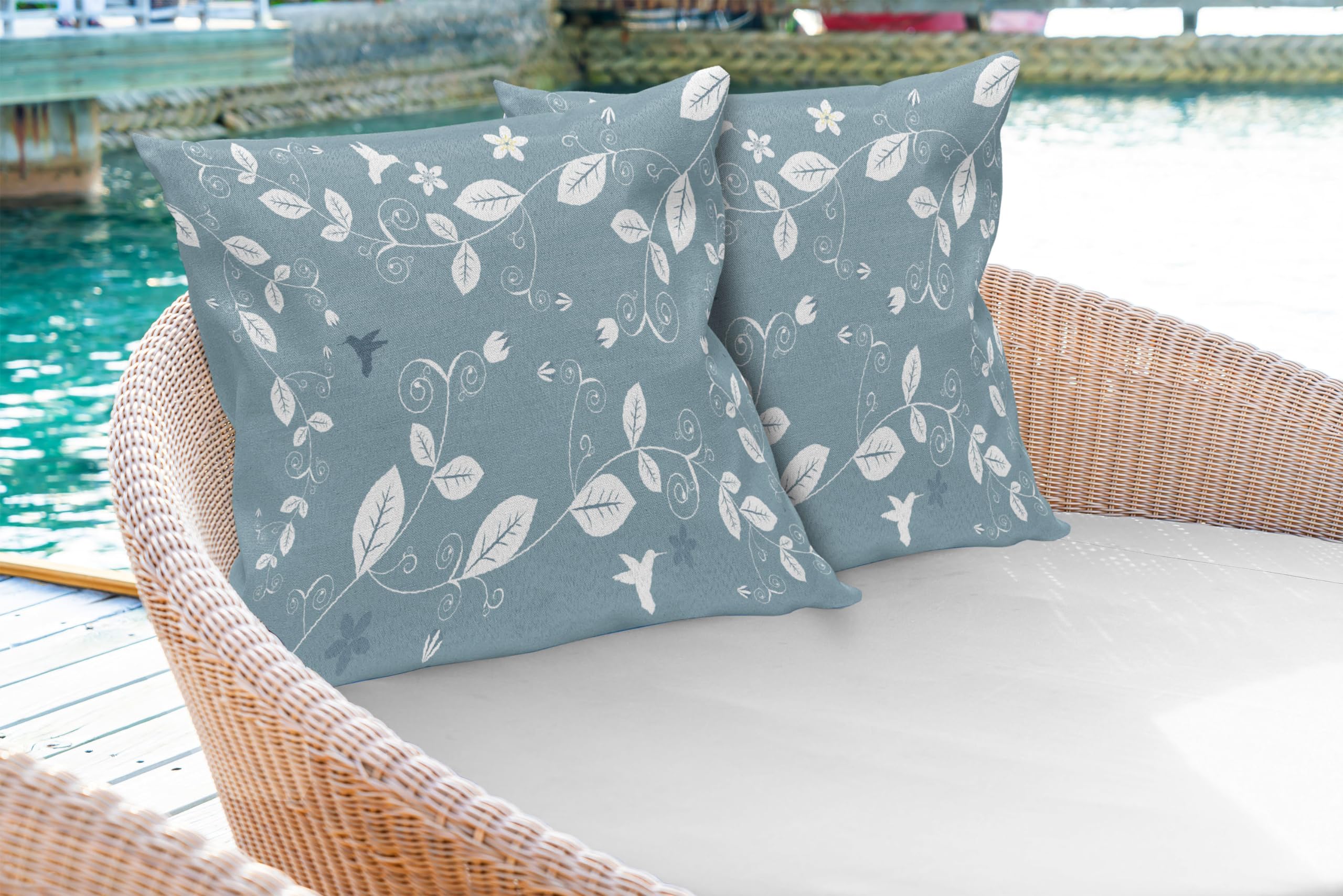 ABAKUHAUS Blumen Kissenbezug 2er-Pack, Bltter blht Knospen-Blten-Efeu-Tulpen  natrliches botanisches modernes Grafik-Bild, 90 x 40 cm, Slate Blau Wei :  Amazon.de: Kche, Haushalt & Wohnen