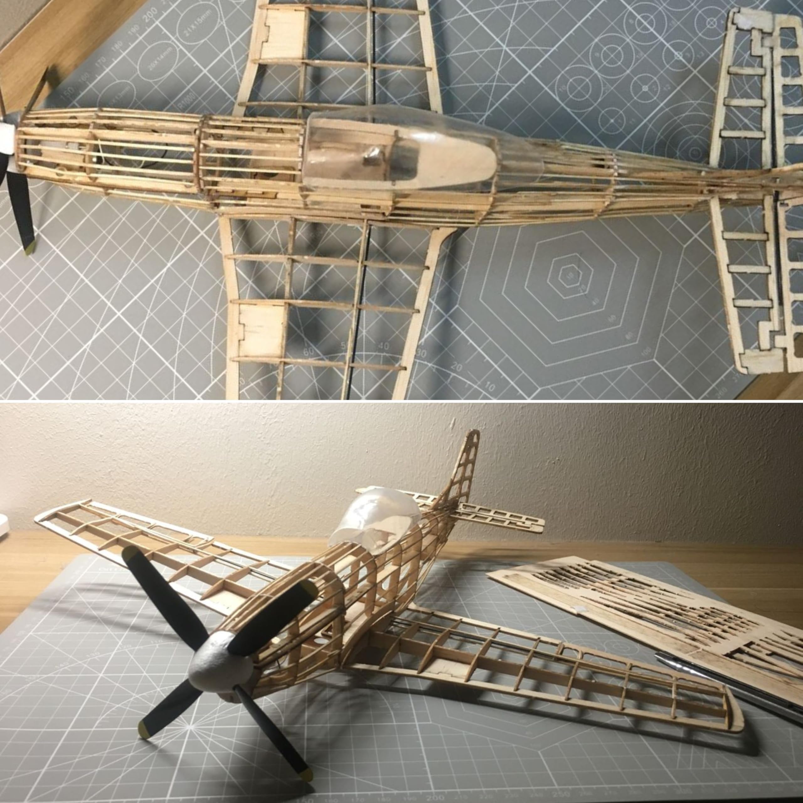 P-51 D Mustang Slow Flyer zestaw modelarski samolotu, skala 1:30, rozpiętość skrzydeł 400 mm, model samolotu RC, drewniany samolot do samodzielnego budowania, laserowe elementy z drewna balsy, 400 x