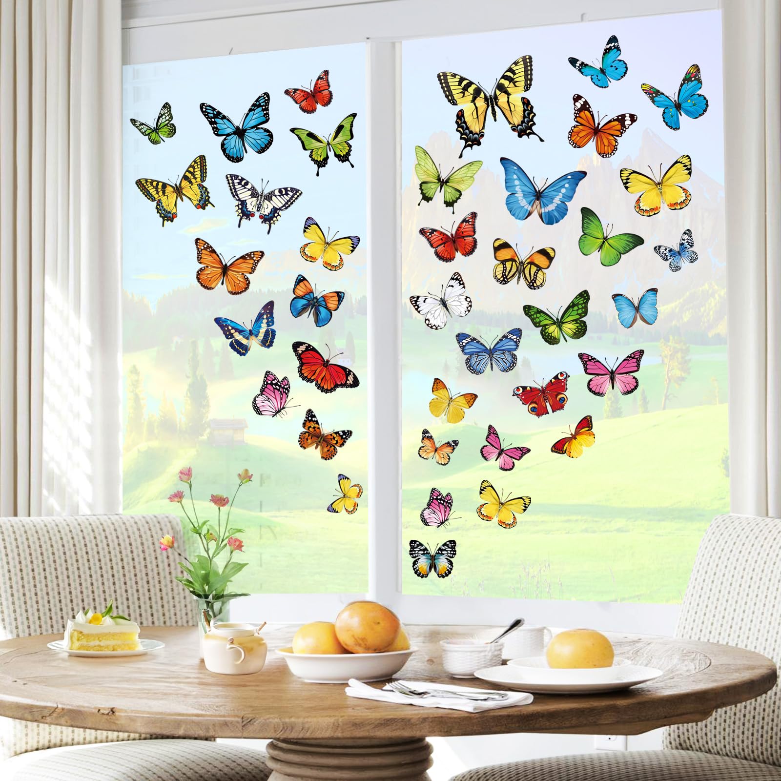 decalmile 38 pcs Butterflies Window Clings Double Sided Spring Summer Butterfly Window Decals Anti-Collision Glass Window Doors Window Stickers