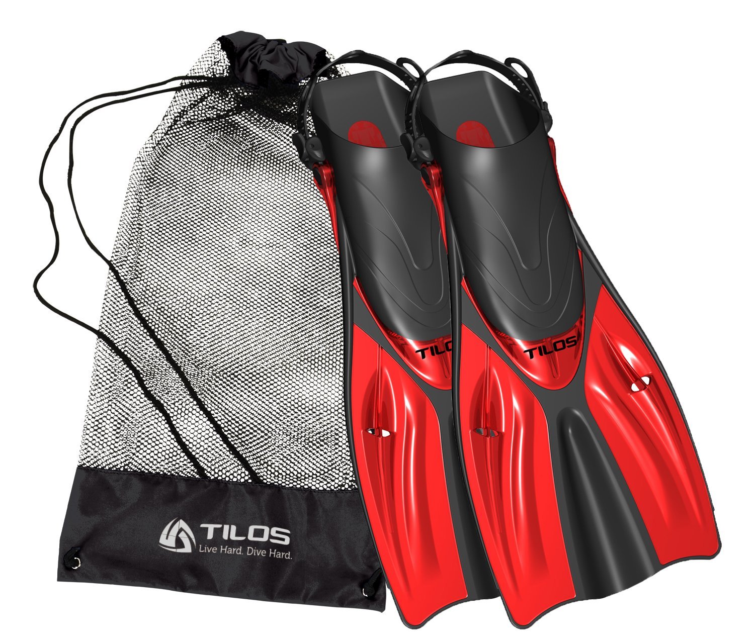 Tilos Getaway Large Open Heel Snorkeling Fins - Travel-Friendly, Adjustable Flippers for Wide Feet