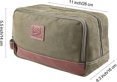 Miniatura 3 de Neceser de viaje para hombres y mujeres, organizador de artículos de tocador de lona resistente al agua, de cuero vegano, kit de Dopp colgante,