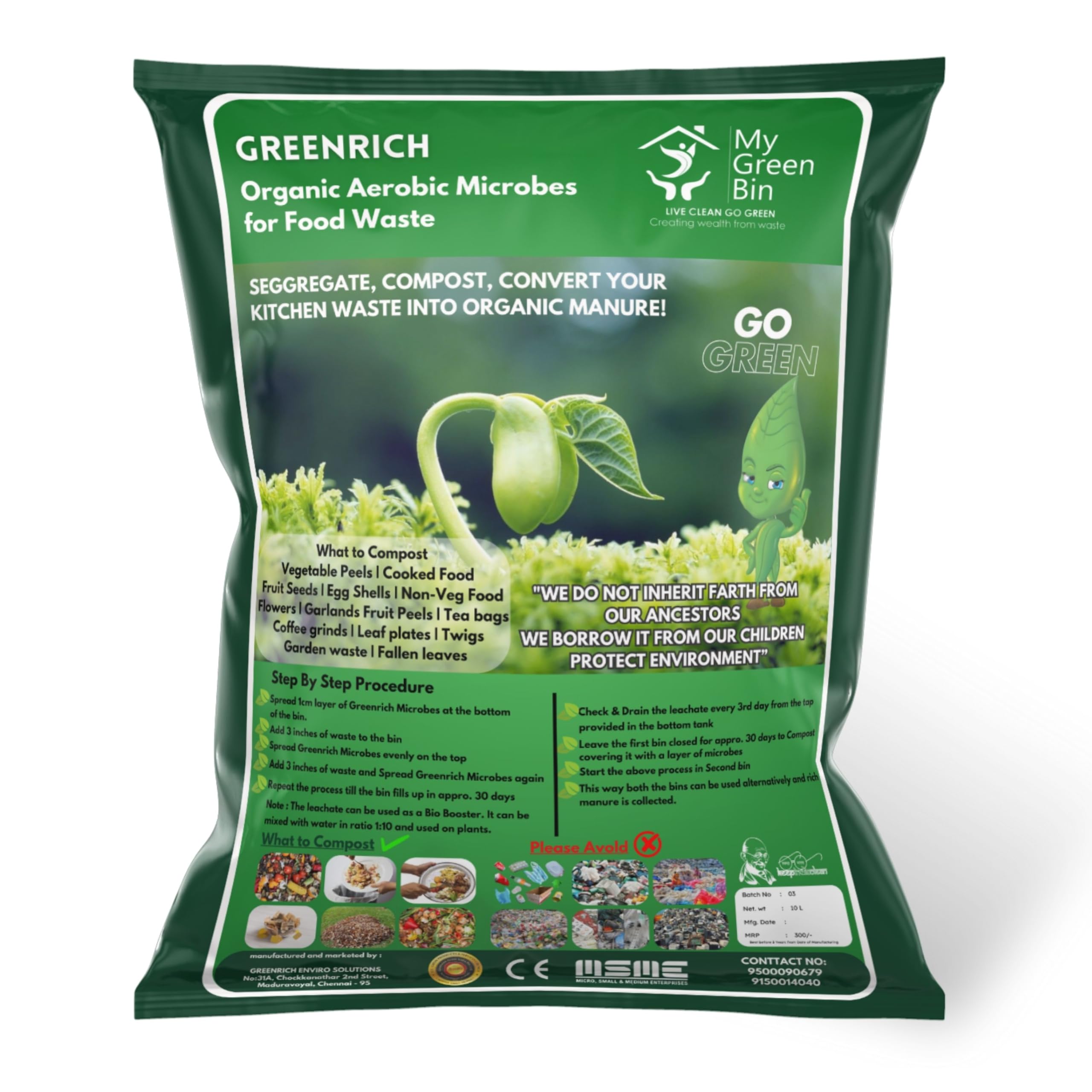 MyGreenBin Organic Microbes (10 L)