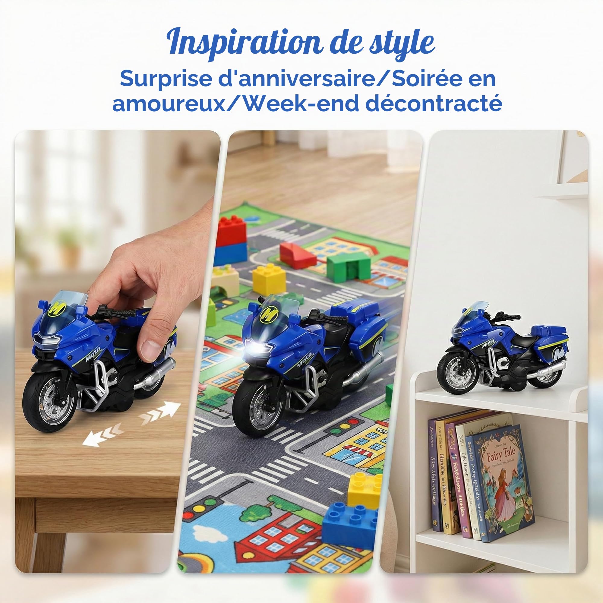 TOYANDONA Jouets de moto électrique pour enfants avec sons et lumières, jouet à friction pour enfants à partir de 3 ans, fournitures de fête d'anniversaire et de Noël