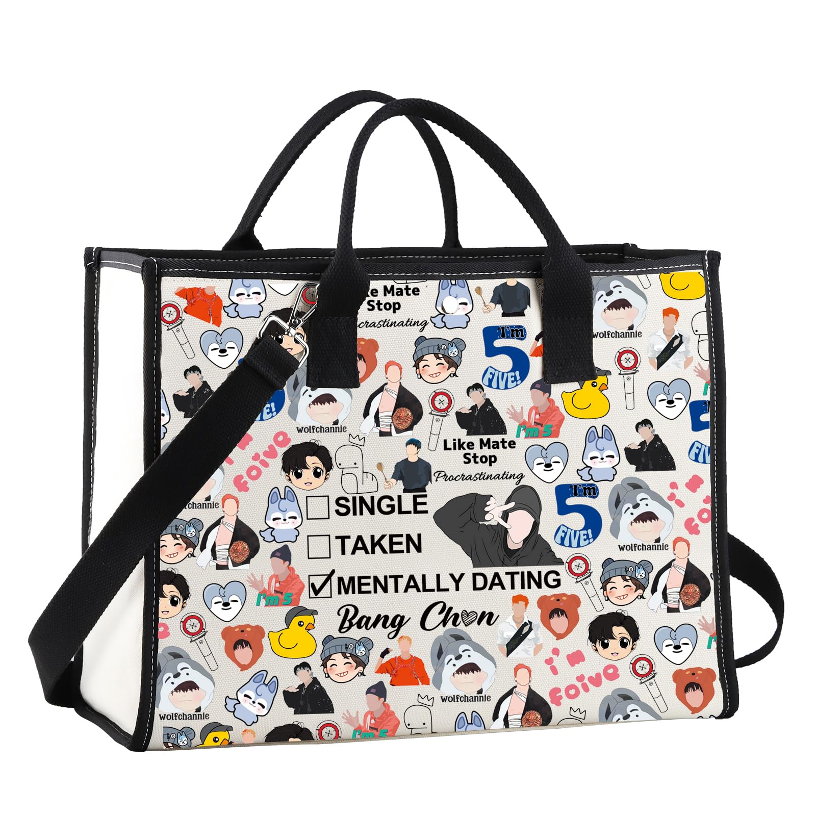 K-Pop SKZ Makeup Bag K-Pop SKZ Gifts Single Taken Mentally Dating with Bang C SKZ Merchandise (Bang TG1), White