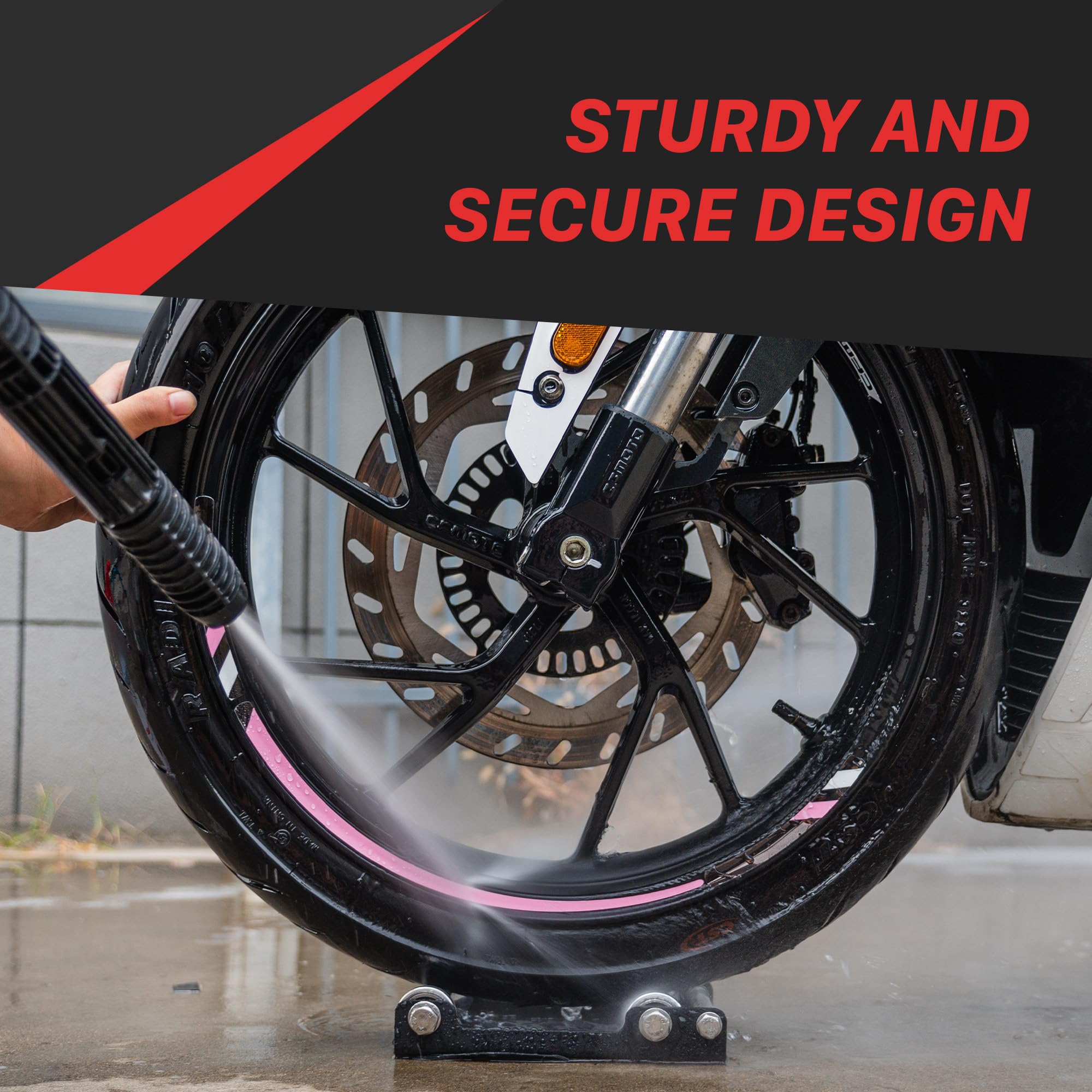 Maxshine Support Universel pour Roues de Moto – Outil de Nettoyage de chaîne Portable et d'entretien des pneus pour Motos – Support de Nettoyage de Roues Compact et Robuste avec Base antidérapante