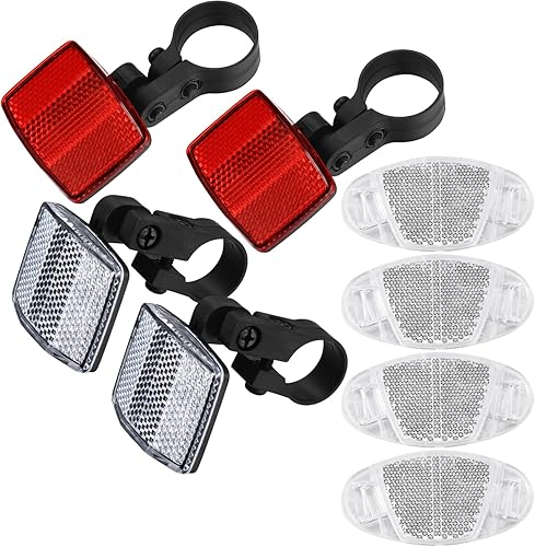Xujinsongg Kit de 8 reflectores delanteros y traseros de bicicleta, kit de reflectores de radios de rueda de bicicleta, reflectores de advertencia