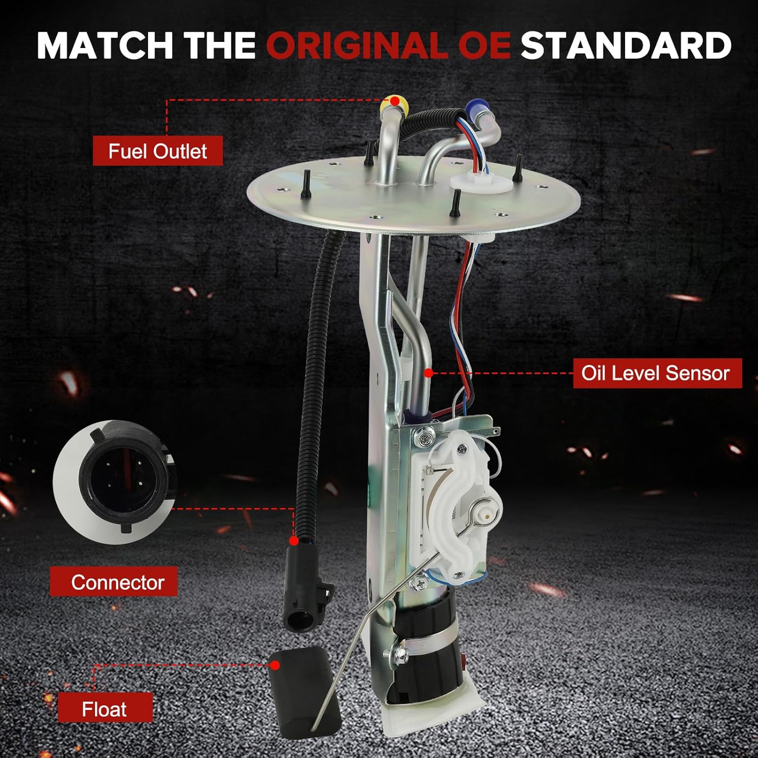 EB206S Electric Fuel Pump Module Assembly Sending Unit Compatible with Ford E-150 E-250, E-150 Club Wagon, E-250 E-350 Econoline, E-350 E-450 Super Duty,E-450 Econoline Super Duty GAS w/2 Tube Ports