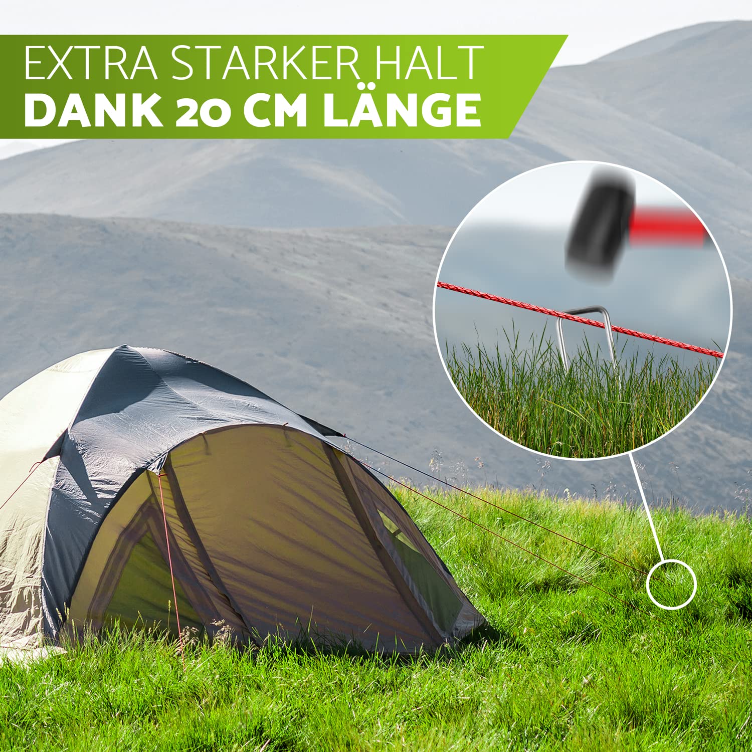 Anti-Rost Erdanker (Ø 5 mm) für extrem Harte Böden – Unglaublich Stabiler, verzinkter Stahldraht (rostfrei) – Profi Bodenanker – 20 cm lang, 3 cm breit (40 St)