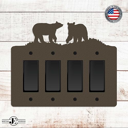 Miniatura 45 de Bear - Placa de pared para interruptor de luz (palanca simple, negro) - Fabricado en Estados Unidos Negro -,Marrón