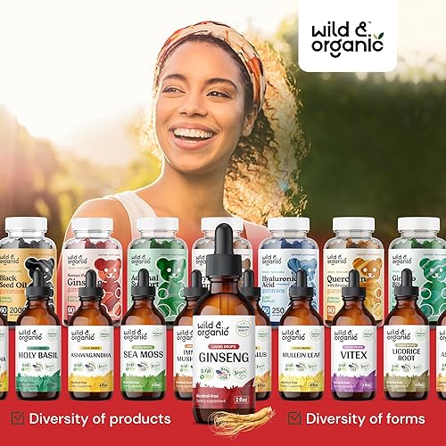 Miniatura 8 de Wild & Organic Tintura de ginseng - Líquido de extracto de Panax Ginseng rojo coreano - Gotas de apoyo inmunológico con ginseng rojo coreano -