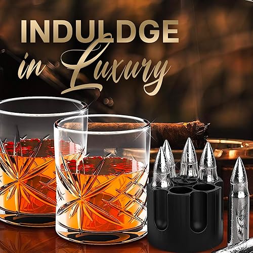 Miniatura 2 de Juego de vasos de whisky y piedra de whisky  Juego de 2 vasos de whisky escocésbourbon de primera calidad en caja de regalo  Piedras de whisky de