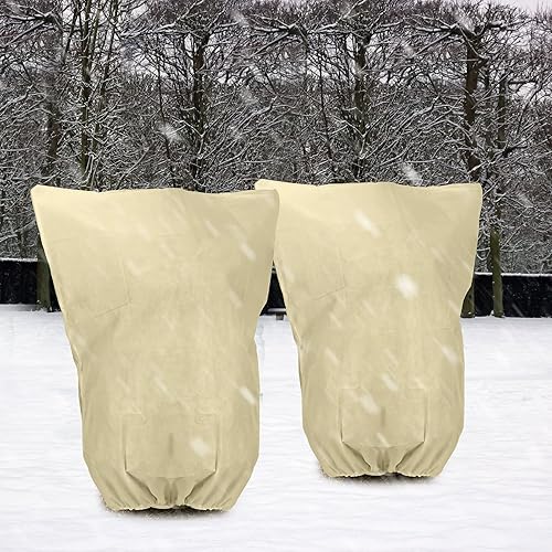 Miniatura 6 de Paquete de 2 cubiertas grandes para plantas con protección contra la congelación de 79 x 95 pulgadas, mantas de invierno reutilizables de tela