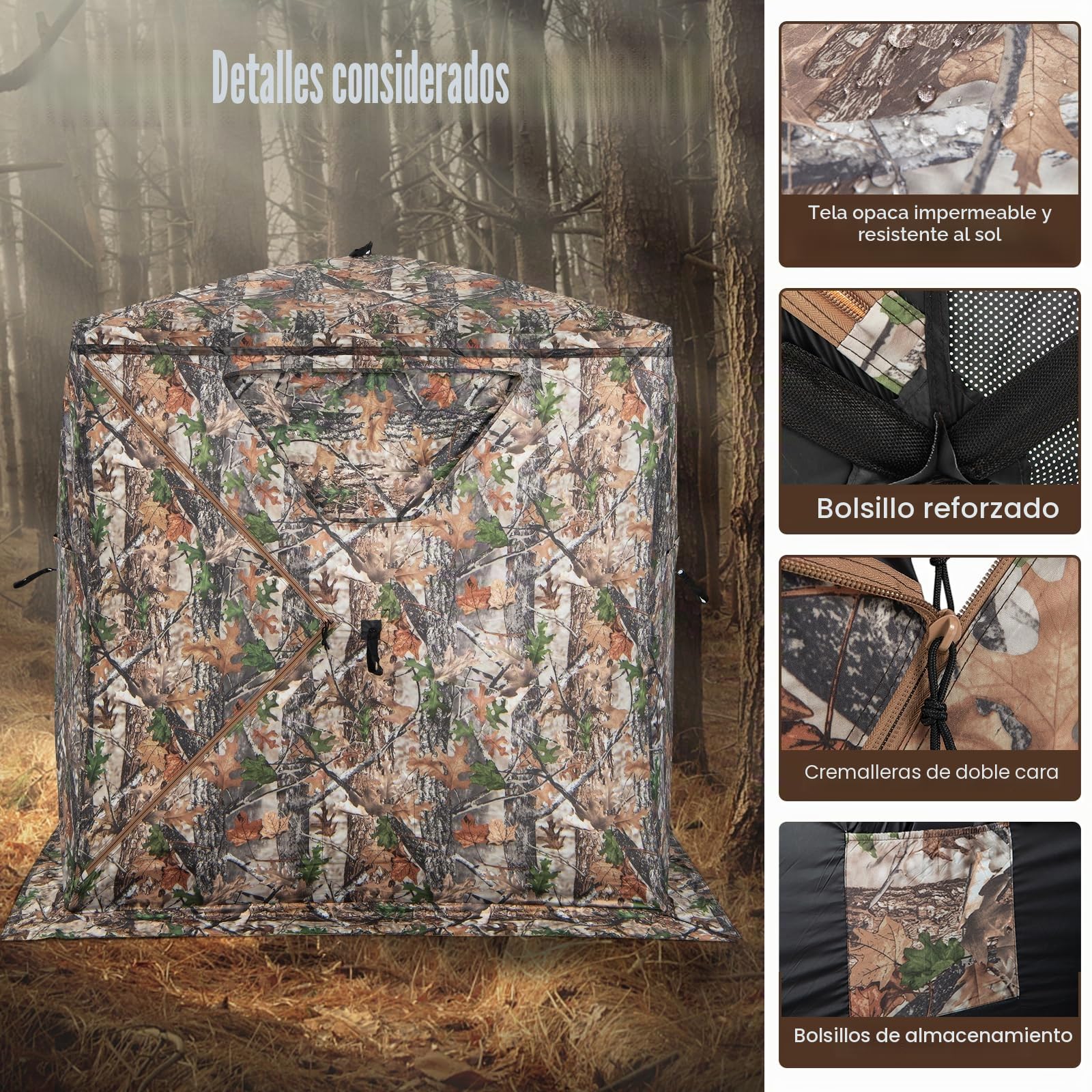 GOPLUS Tienda de Campaña de Caza, Tienda de Camuflaje con Visión de 270° para 2-3 Personas, Tienda de Caza Portátil con Bolsa de Transporte, Escondite de Camuflaje para Caza, Fotografía, Camping
