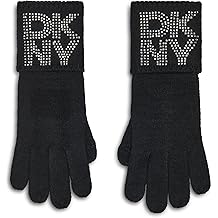 womens Studded Logo Knit Gloves With Fold Over Cuff