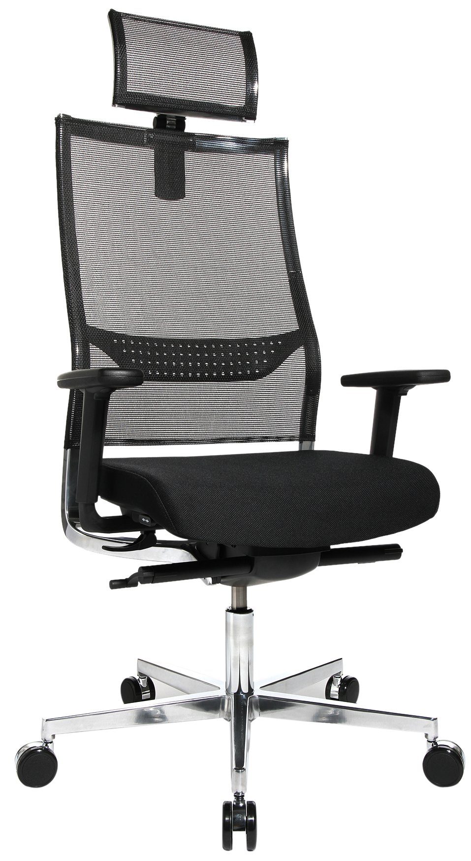 Topstar BG19TWW500X Bürostuhl New Alu Art inklusive Netz-Kopfstütze, Bezug schwarz