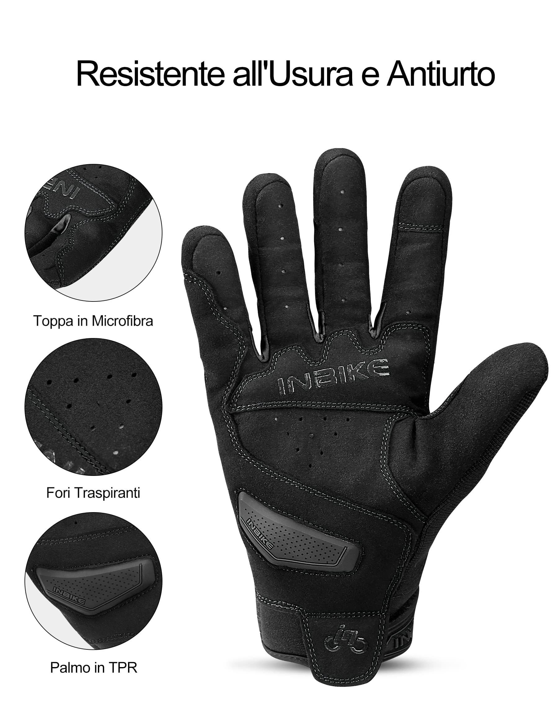 INBIKE Guanti da Moto Uomo Estivi CE 1 KP Omologati Guanti Moto Donna Impermeabili per ATV BMX MTB Bicicletta, Scooter, Arrampicata, Motocross Unisex