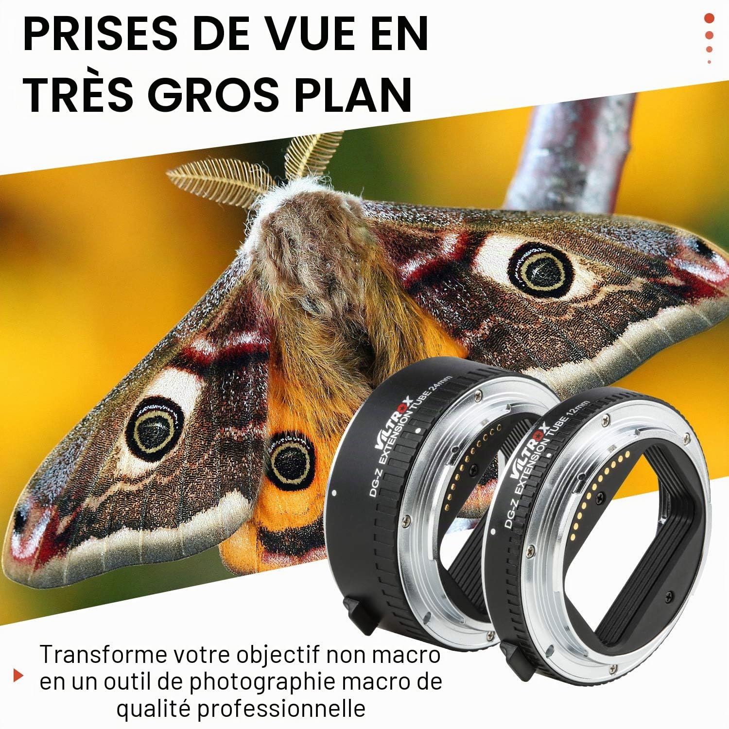 VILTROX DG-Z Tube d'extension Automatique Macro (12 mm + 24 mm) pour Nikon Z Mount Z6 Z7 Z50 appareils Photo