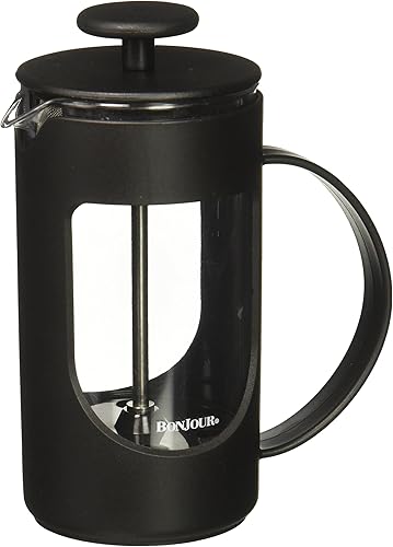 BonJour Ami-Matin - Cafetera de prensa francesa irrompible, para viajes, camping, uso diario, 3 tazas12.7 onzas, color negro