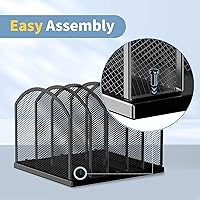 Vista 4 de 5-Section Vertical Desktop Organizer, 5-Section Mesh File Folder Stand Sorter for Office Home Classroom Organization (1, Gold)